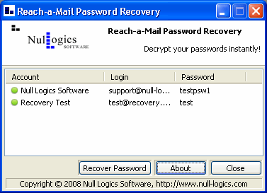 Null Logics The Bat! Password Recovery screenshot